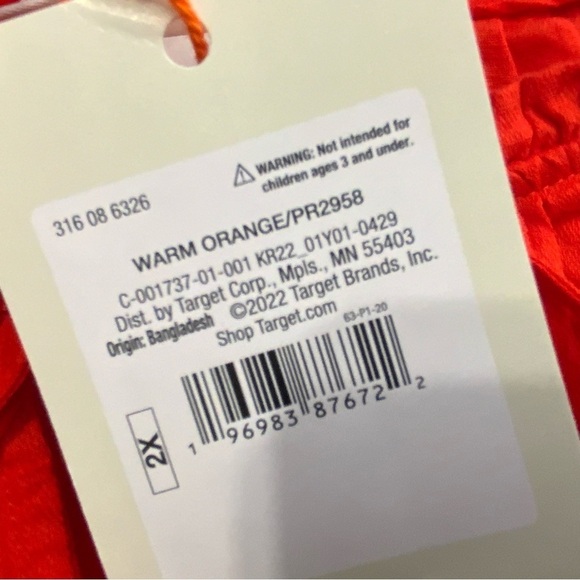 Knox Rose Short sleeve Tie Collar Tunic Blouse. In Warm Orange. Size 2XL.(NWT). - Picture 7 of 8